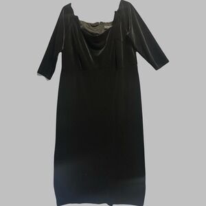 Eloquii Velvet Midi Dress Plus‎ Size 18/20 Black Cocktail Party Winter Wedding